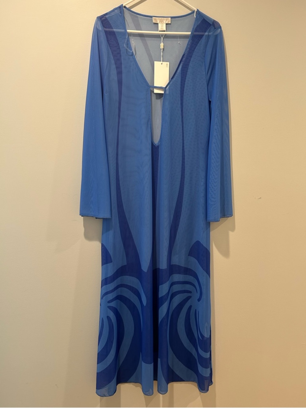 NWT Caroline Constas Lidi Light Blue Sheer Mesh Tunic Dress - Picture 5 of 8